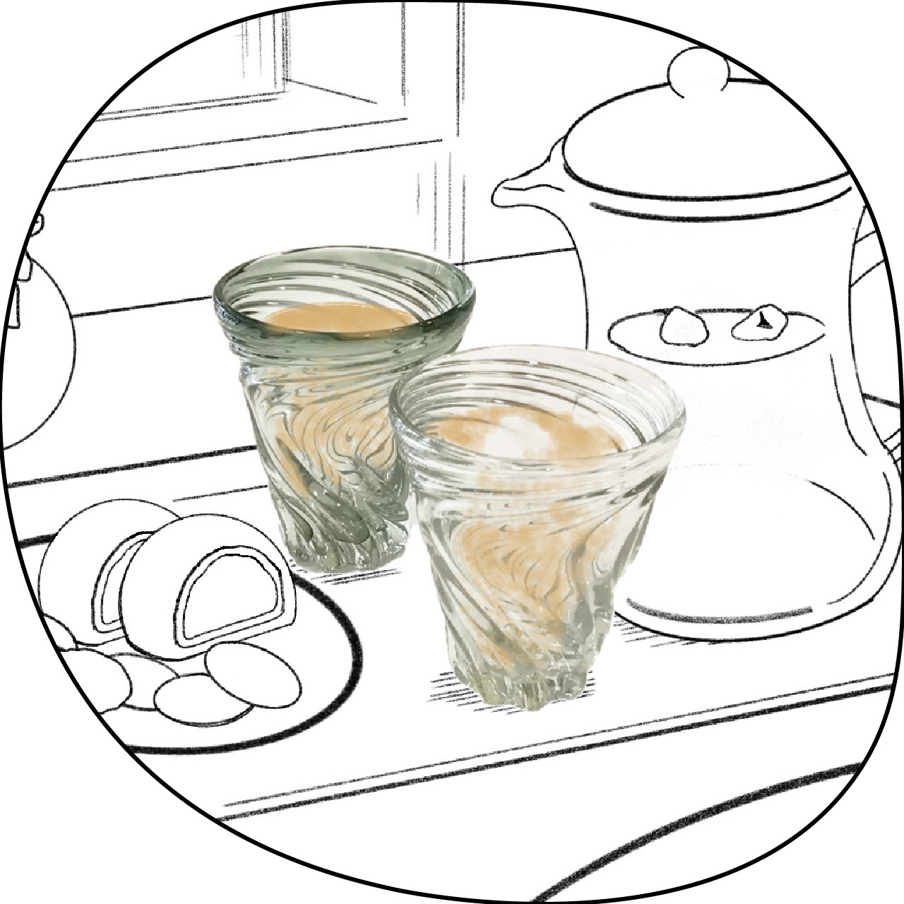 S字模様のグラス